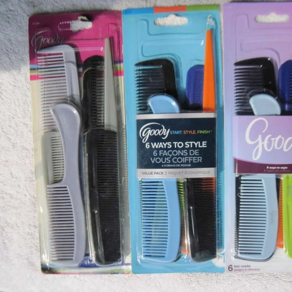 Goody Value 6 Pack Plastic Multi Hair Super Comb Set All Purpose Style Detangle